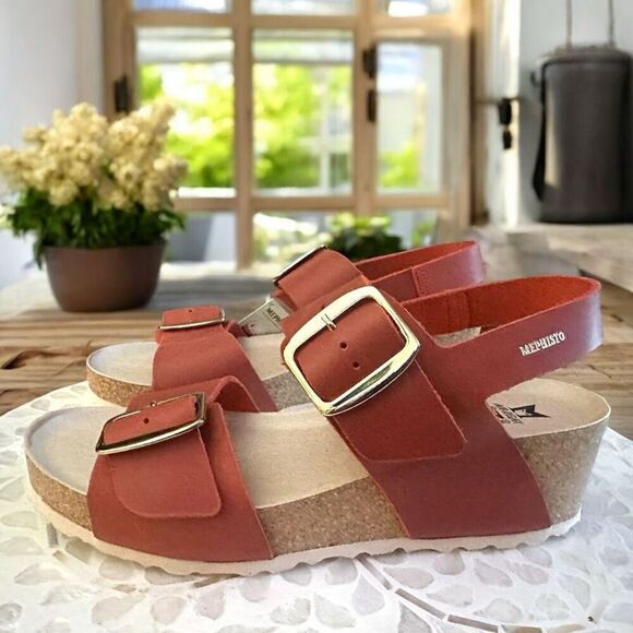 Mephisto Full- Grain Leather Violett Wedge Heel Sandal - Picture 4 of 15